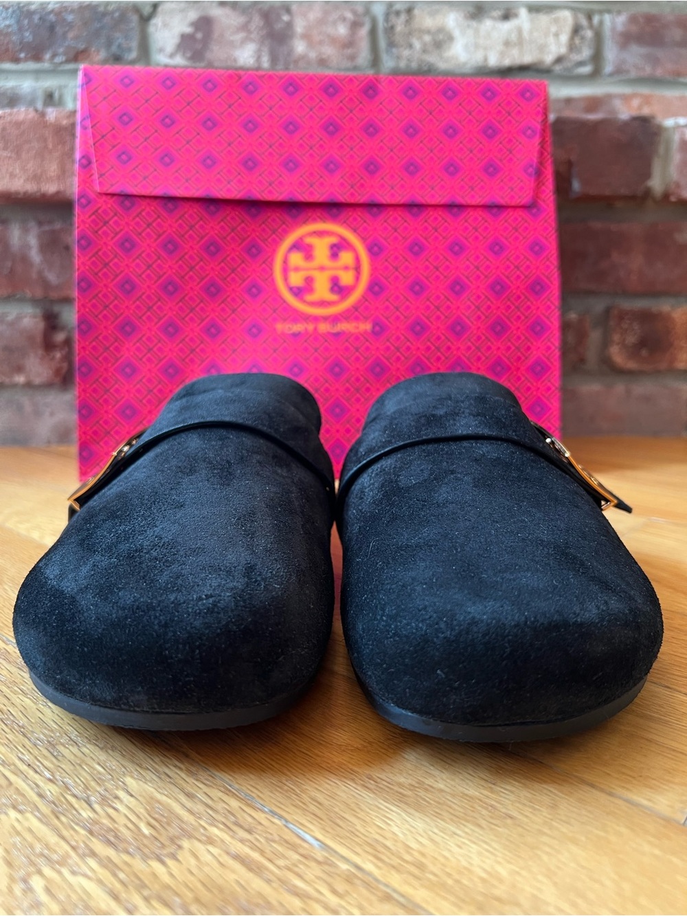 Tory Burch Perfect Black Suede Mellow Mules Clogs - Picture 3 of 14
